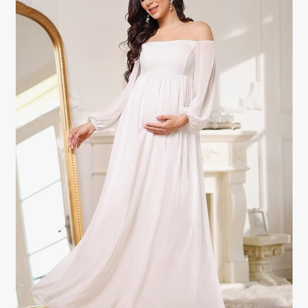 Ever Pretty Off-Shoulder White Maternity Dress